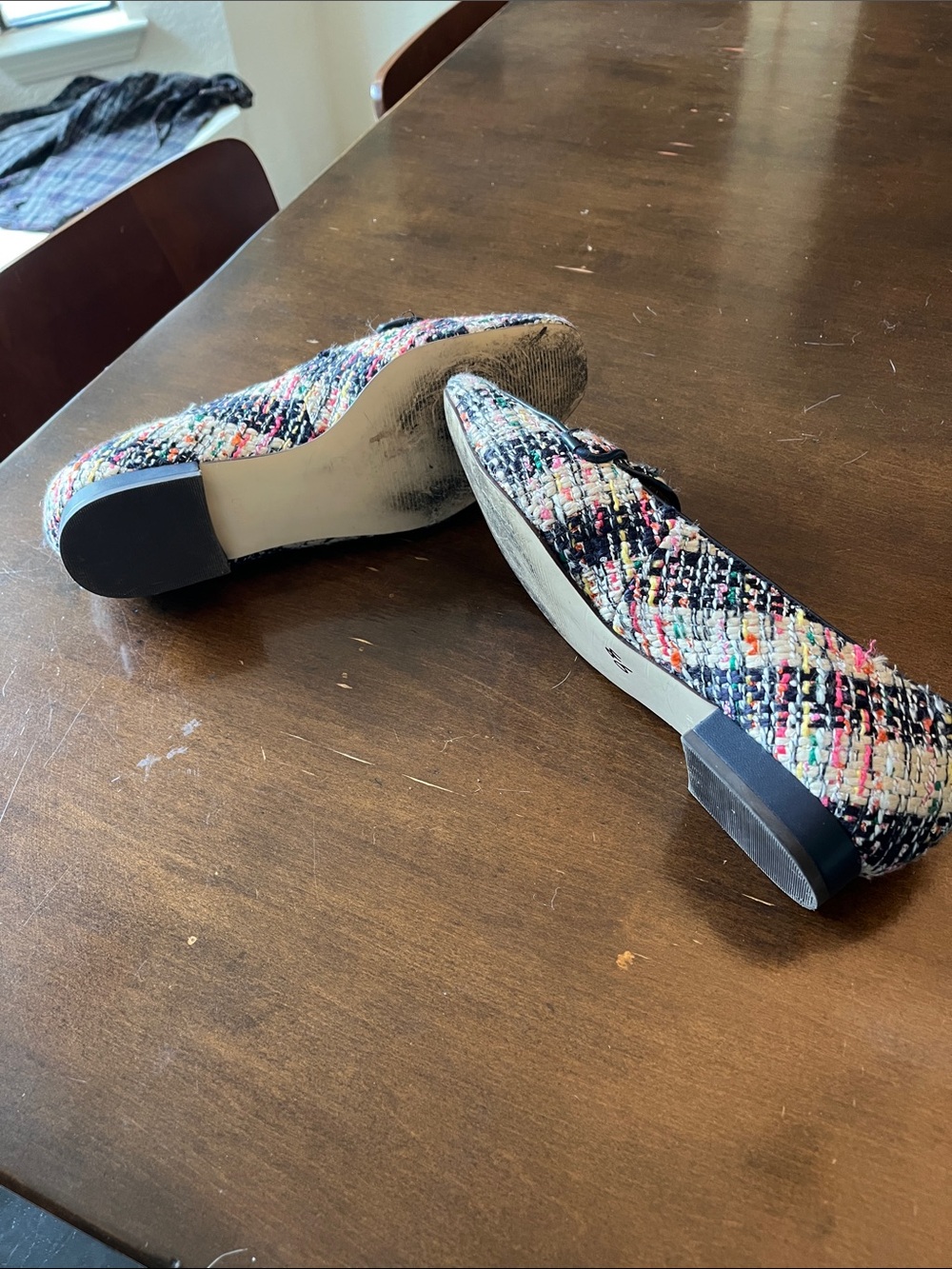 Talbots Multicolor Tweed Loafers with Black Trim and Strap - Picture 5 of 7